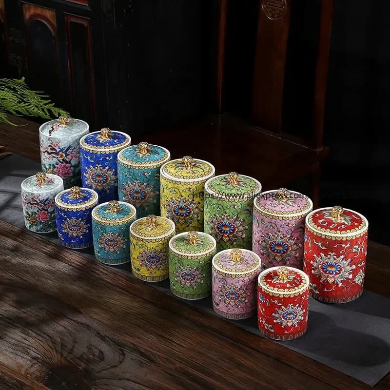 Barattoli di stoccaggio in ceramica in stile cinese lattine sigillate per soggiorno scatole per la conservazione della frutta secca forniture per la cucina per la casa lattine sigillate