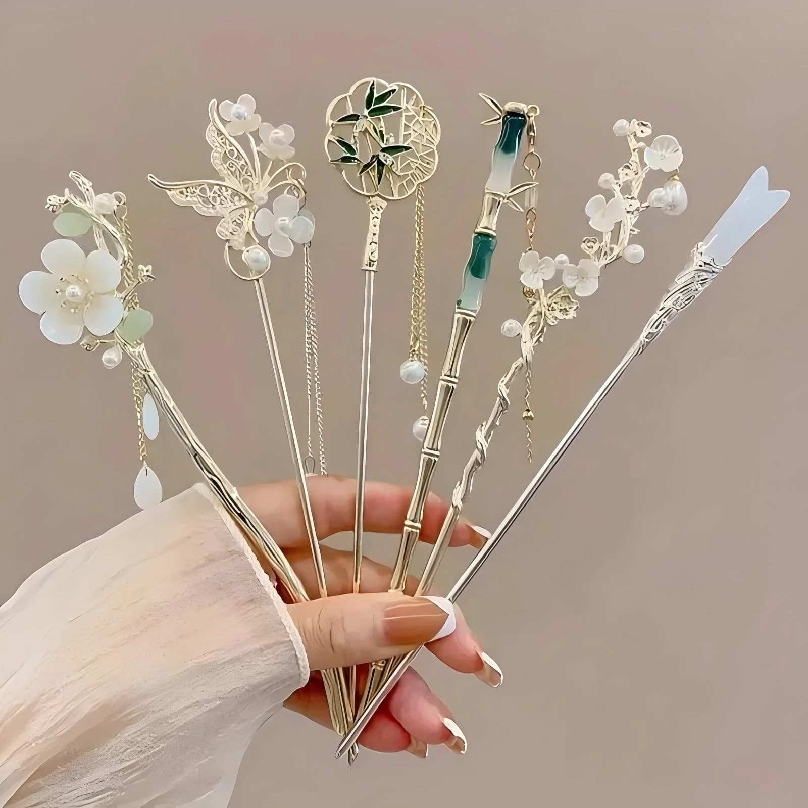 Elegant Chinese Style Hair Clip with Nappa, Hair Clip with Traditional Floral Design, Hairstyle Accessories, Women's Jewelry, Hair Clip, Hair Needle
