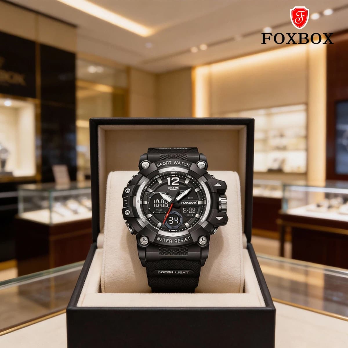 FOXBOX Fashion Luxury Men's Wristwatch Waterproof Luminous Sport Quartz Date Clock Outdoor travel Watch Reloj Hombre