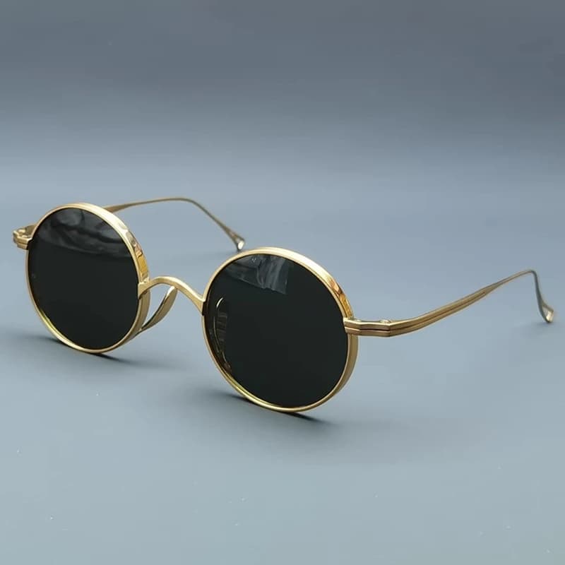 Japanese Handmade Retro Round Polarized Sunglasses for Men Outdoor UV400 Sunglass Women Ultralight Vintage Titanium Sun Glasses