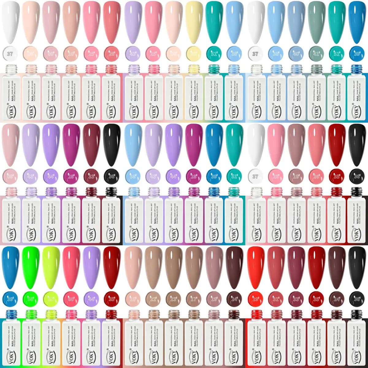 VOKY 6pcs Gel Nail Polish Set, Soak-Off UV LED Semi-Permanent Nail Gel, High Pigment Glossy Nail Polish, Easy to Apply Long-Lasting Nail Art Set, Suitable for Salon, DIY Party, Daily Nail Use in All Seasons