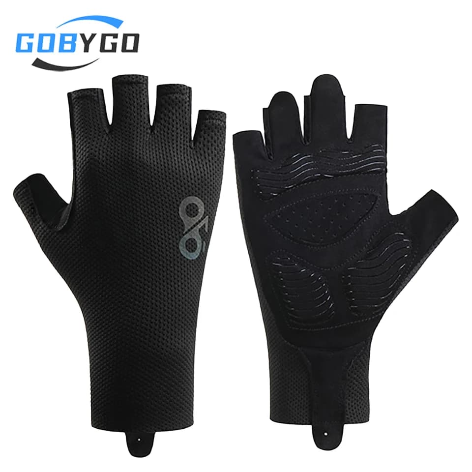 GOBYGO 1 paio di guanti traspiranti a mezze dita, guanti da equitazione antiscivolo e ammortizzanti, per sport all'aria aperta, fitness, alpinismo, equitazione