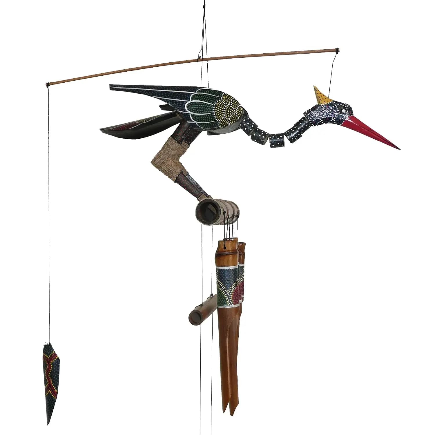 Gift & Garden Abby Bobbing Head Bird Bamboo Wind Chime - Unique Outdoor Bird and Rooster Decor, Medium to Large, Customized