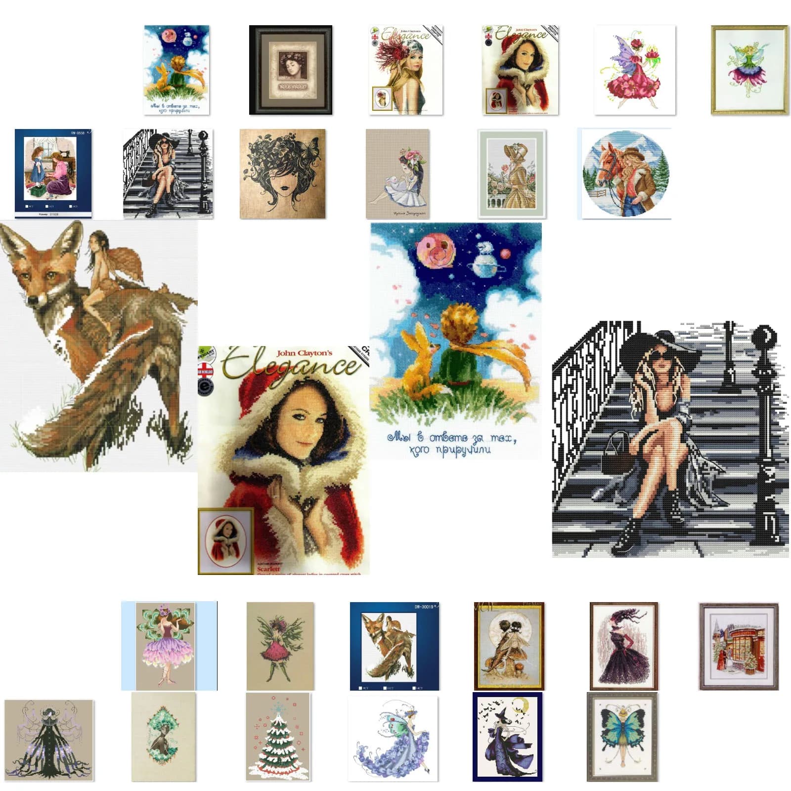 Kit punto croce ricamo artigianato cucito fai da te tela di cotone - serie ragazza - ragazze e cani
