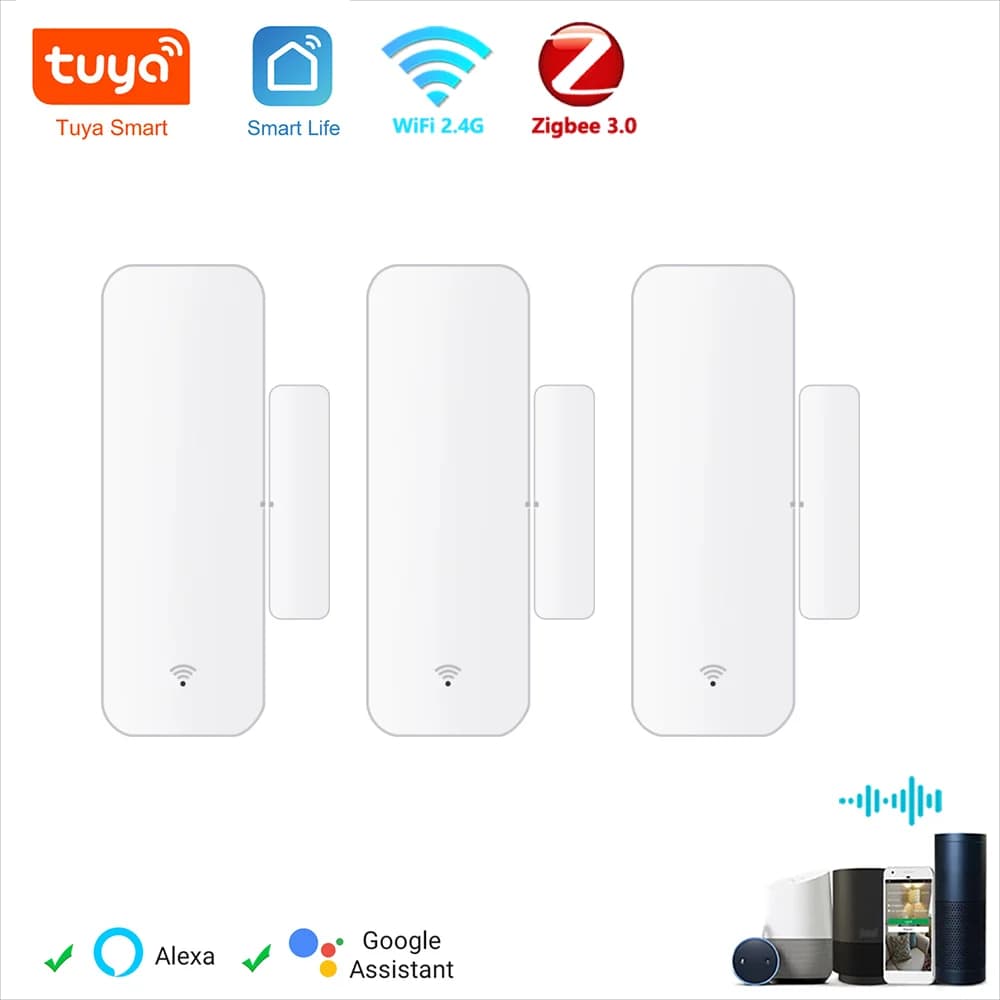 Tuya WiFi Zigbee Door Sensor Contact Sensor Closed Open Detector Intelligent Home Alarm Safety Protection Works with Aleax Smart Life