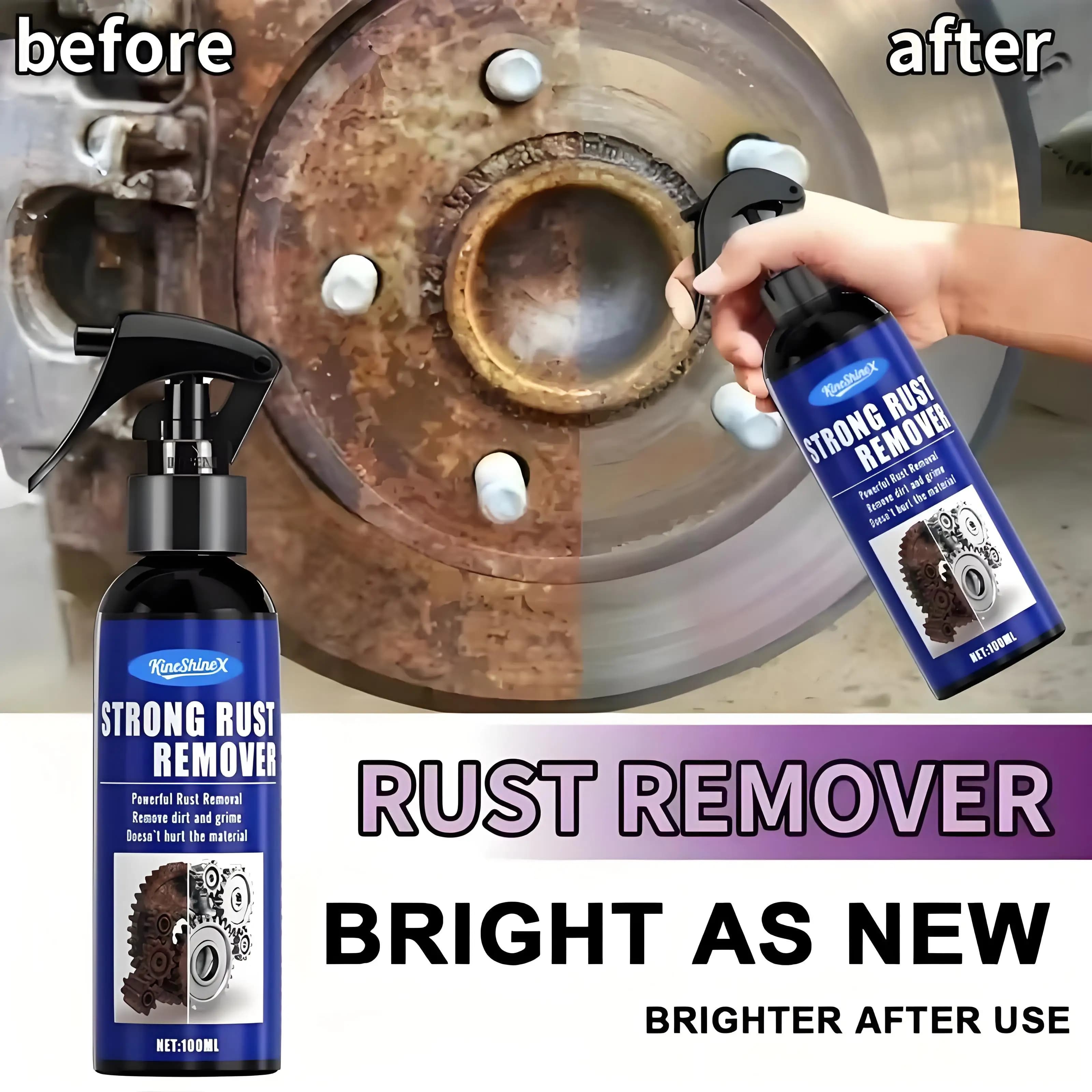 Spray Antiruggine per Auto, Agente di Rimozione Rapida per Tubi di Scarico, Cura dei Cerchioni, Pulizia del Metallo e Rimozione delle Macchie di Polvere di Ferro