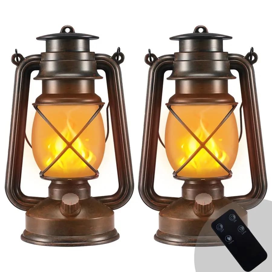 Lanterne Impermeabili Vintage a LED con Fiamma Danzante, Lampade da Campeggio con Telecomando, Decorazione per Tavolo
