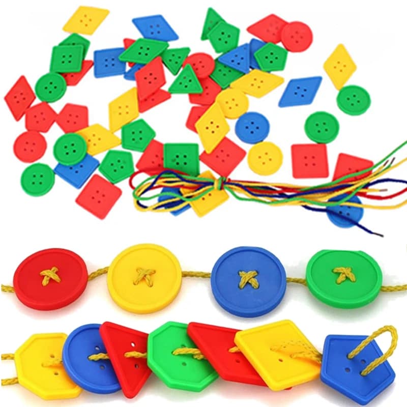 Geometria filettata Building Blocks Giocattolo Montessori Giocattolo educativo per bambini Filettatura di pulsanti Sussidi didattici Allenamento del cervello TMZ