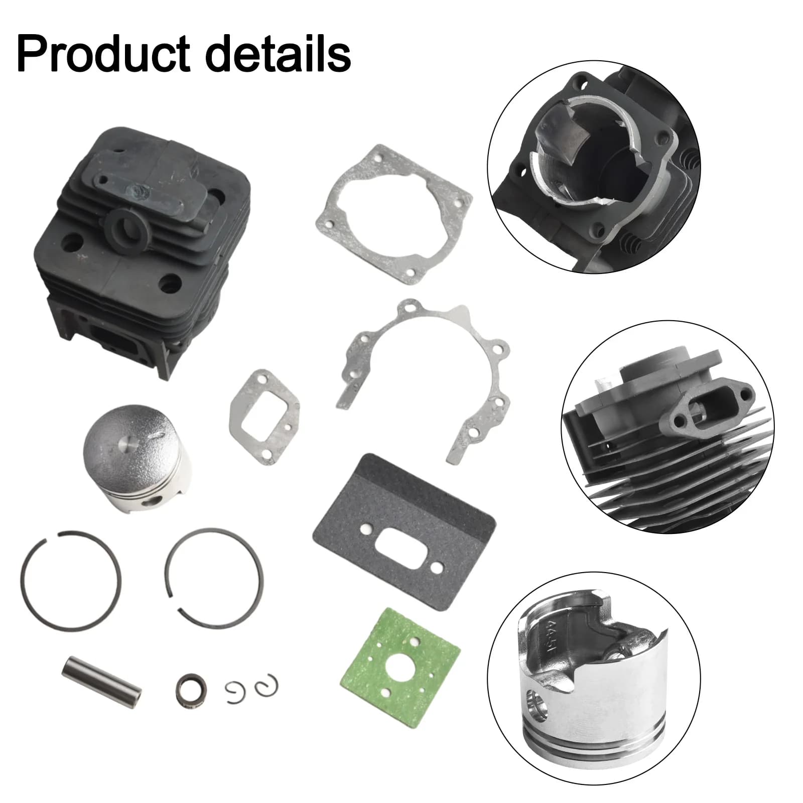Set Completo di Cilindro e Pistone con Anello Elastico per Timbertech Mfs52 Ms-2tl-52 Ms52-2tl Utensili Elettrici 2 Perni Pistone 44 Mm 7 Pezzi