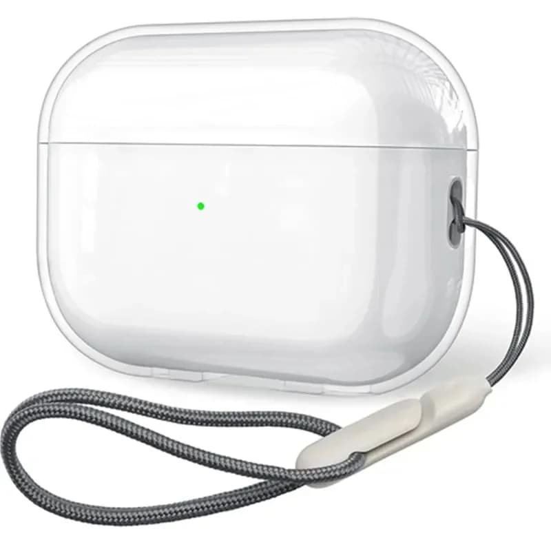 For Airpods 1 2 3 4 Pro Pro 2 Pro 3 Earrings case in simple and transparent crystalline TPU with accessory cover with cord strap