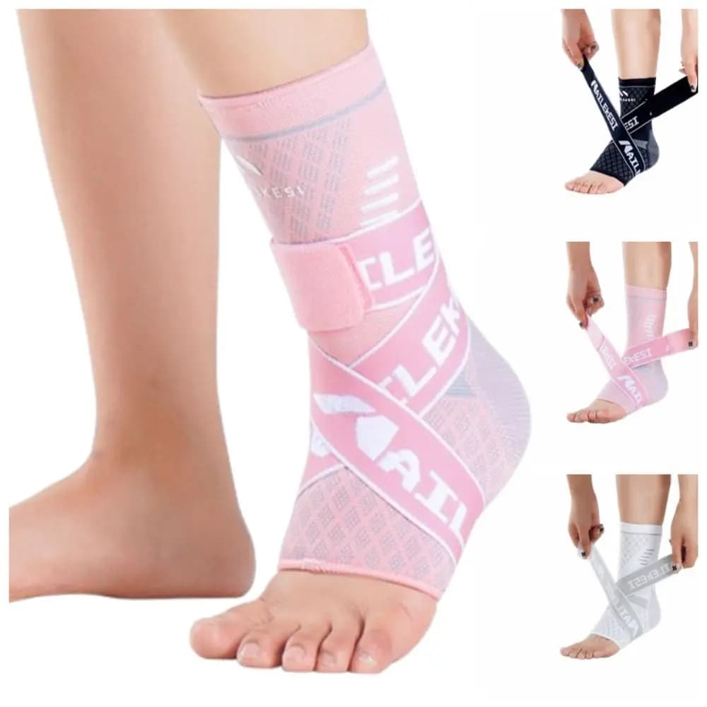Supporto Regolabile per Caviglia, Fascia in Nylon Traspirante, Protezione Elastica per Caviglia, Calza Compressiva per Fitness