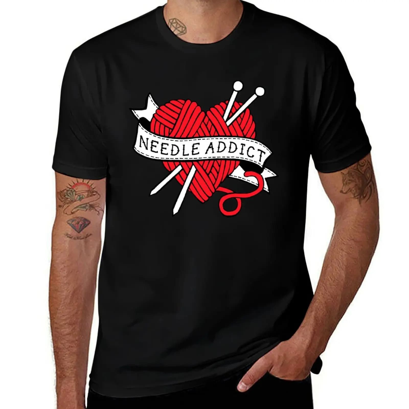 T-shirt Needle Addict, top casual traspirante a maniche corte