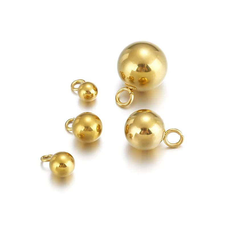 20pcs Stainless Steel Solid Ball Shaped Charms Bead Pendants for DIY Necklaces Earrings Jewelry Making Findings Supplies