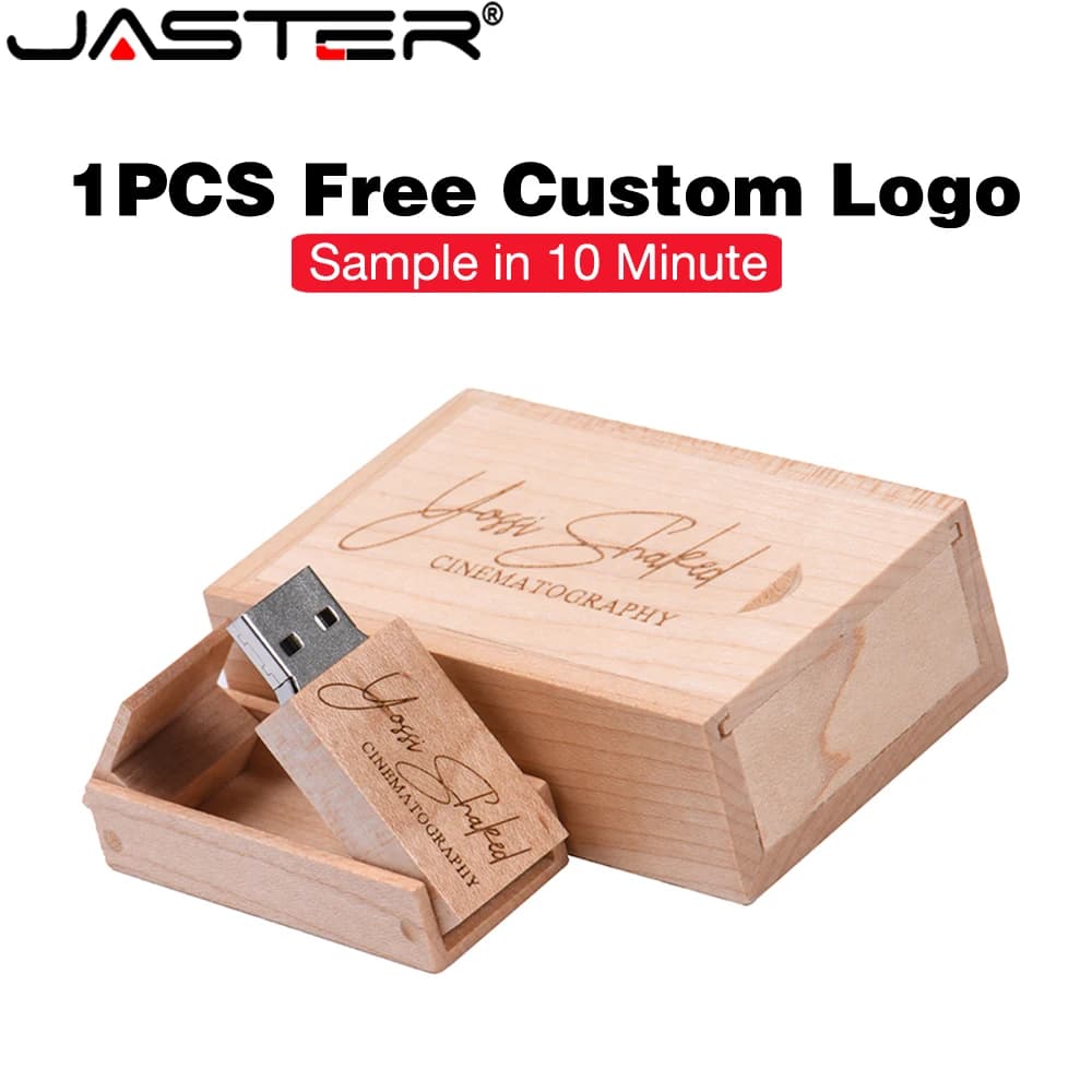 USB3.0 Logo personalizzato gratuito Chiavetta USB 3.0 Chiavetta USB da 128 GB Scatola di legno Chiavetta di memoria girevole da 64 GB Pendrive regalo creativo da 32 GB
