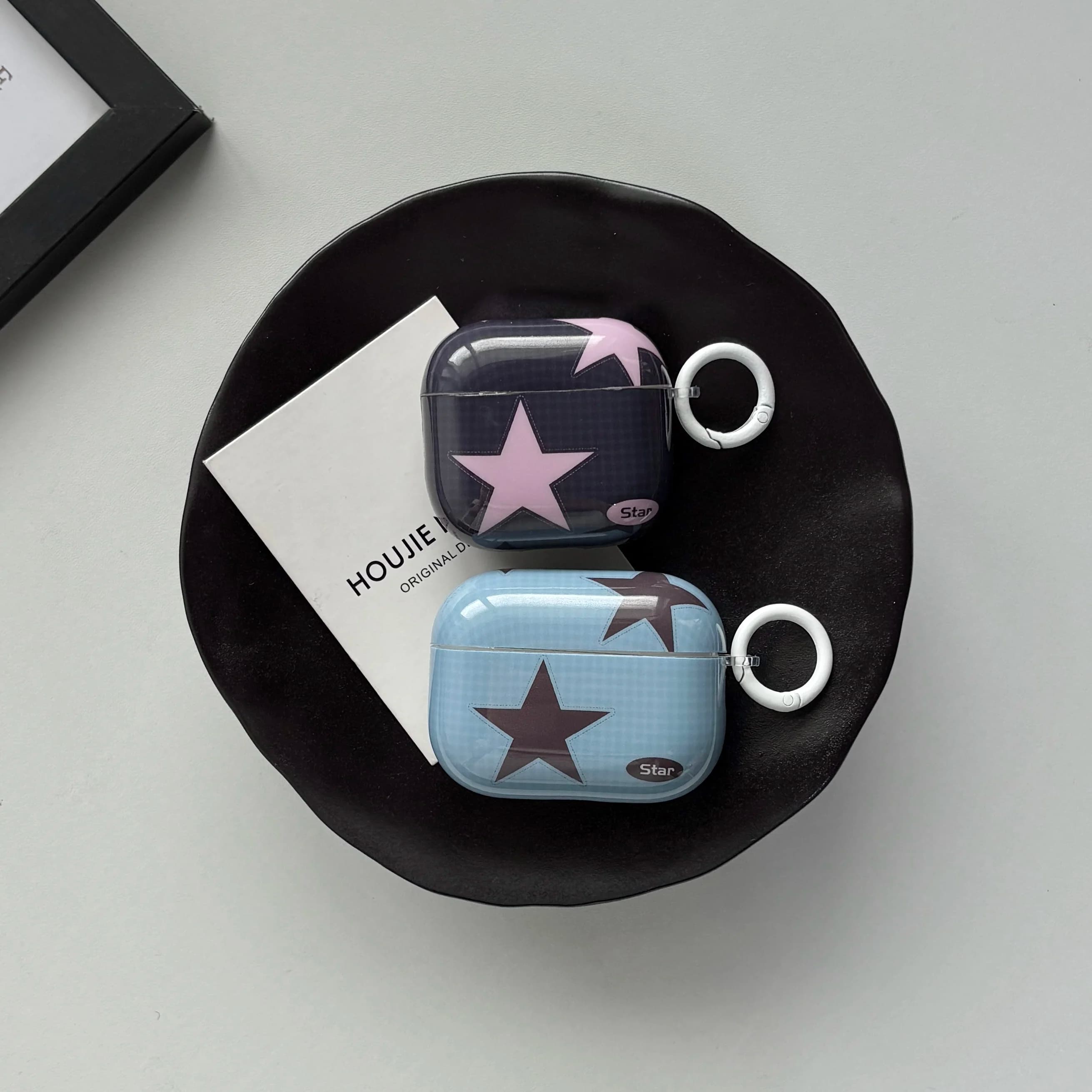 Protective case for earphones with star pattern five-pointed pink blue fashion Y2K style suitable for AirPods 1 2 3 4 Pro Pro2 Pro3
