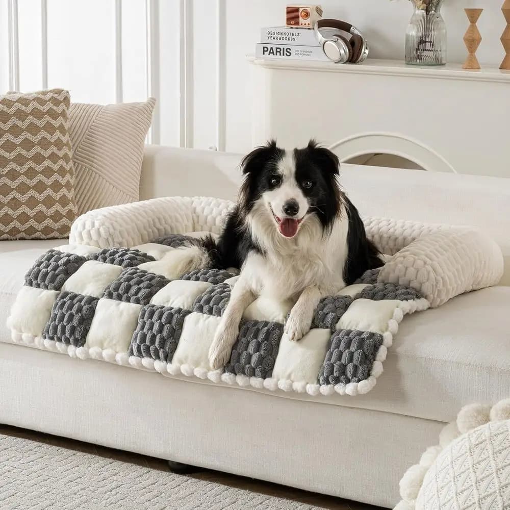 Tappetino per cani spesso, lavabile e antiscivolo - Blu grigio e bianco, 33,45 x 30,71