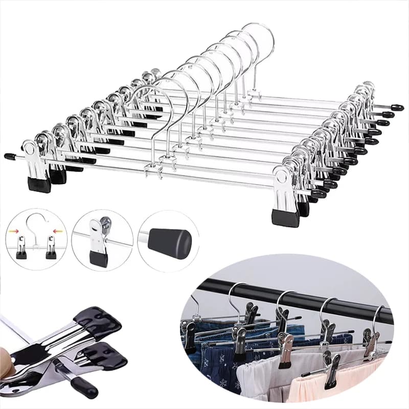 5~20pcs Metal Pants Racks Wind Proof Multi-purpose Skirt Racks for Clothes Drying Trousers Wardrobe Clip Anti-slip Black TMZ