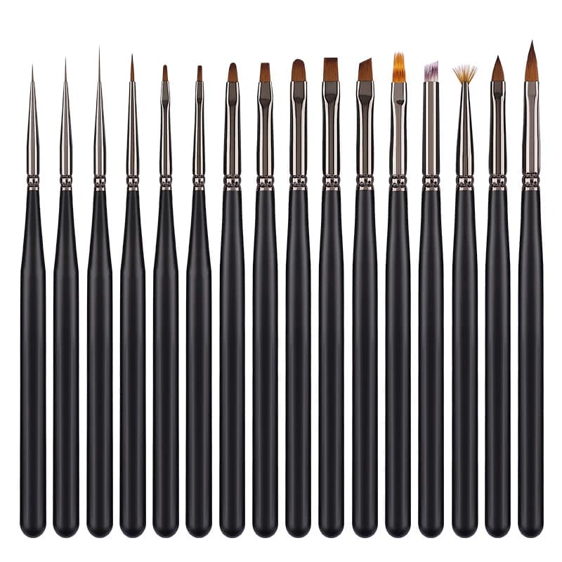 Set di Pennelli per Nail Art con Manico in Legno, Penna per Estensione Gel UV, per Manicure, Linee, Pittura e Sfumature
