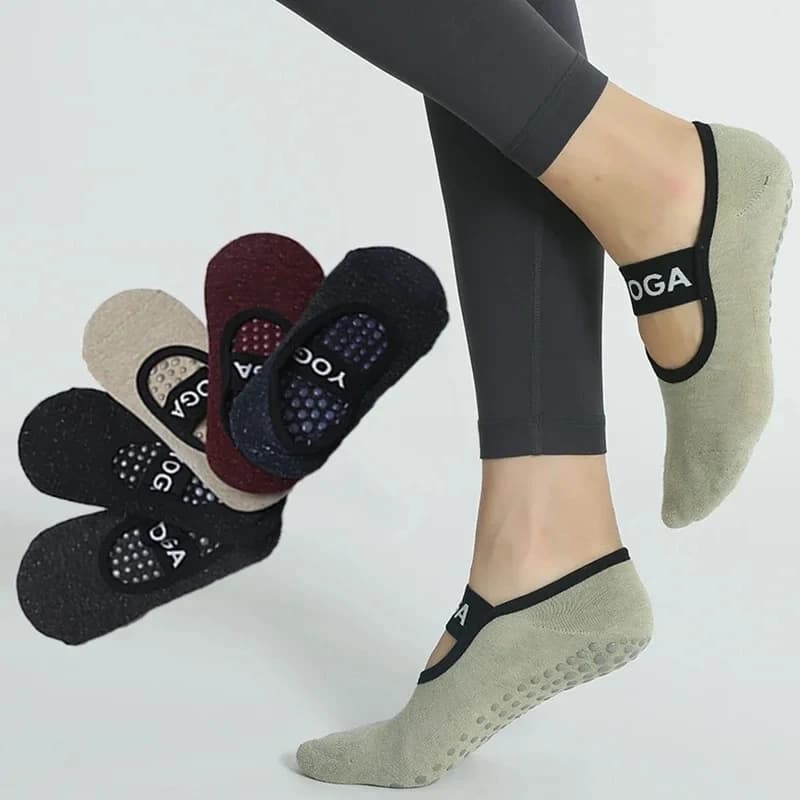 Calzini da Yoga traspiranti da donna calzini da Pilates antiscivolo in Silicone calzini sportivi da ballo per danza Fitness da donna senza schienale in cotone