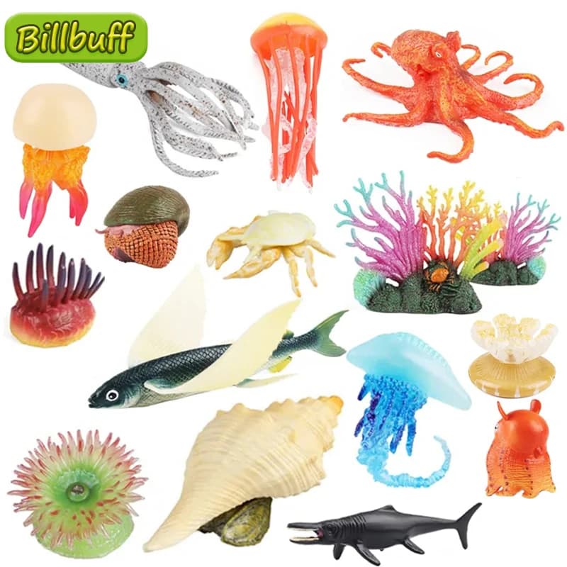 Simulazione Ancient Time Animal Dinossaur Sea Model Coral Fish meduse Octopu Figurine Action Figure Creature giocattolo educativo