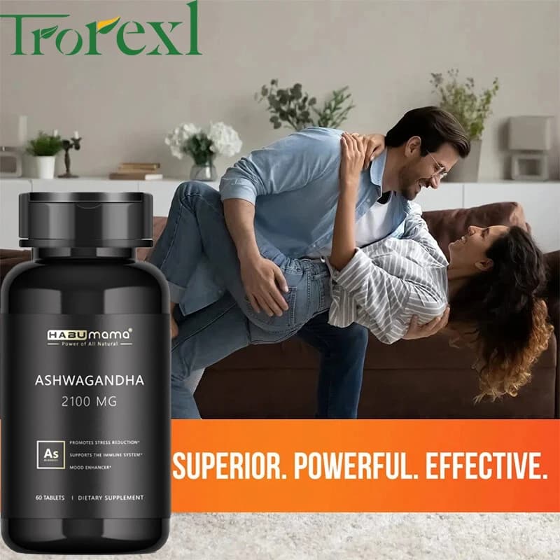 Ashwagandha biologico 60 capsule da uomo che migliorano il integratore, potenciador di energia naturale e resistenza, promuove le dimensioni