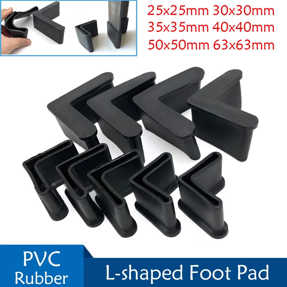 Black L Type Rubber Base Non-Slip Foot Pad Slotted Angle Bar Triangle Feet Shelf Iron Bed Foot Cover Protective Rubber Sleeve