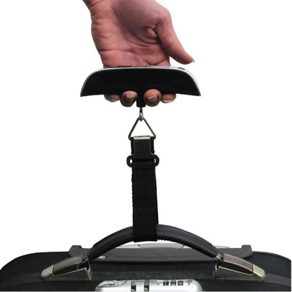 Bilancia Digitale Portatile con Display LCD 50kg/110lb, Strumento Elettronico per Pesare Bagagli e Valigie da Viaggio