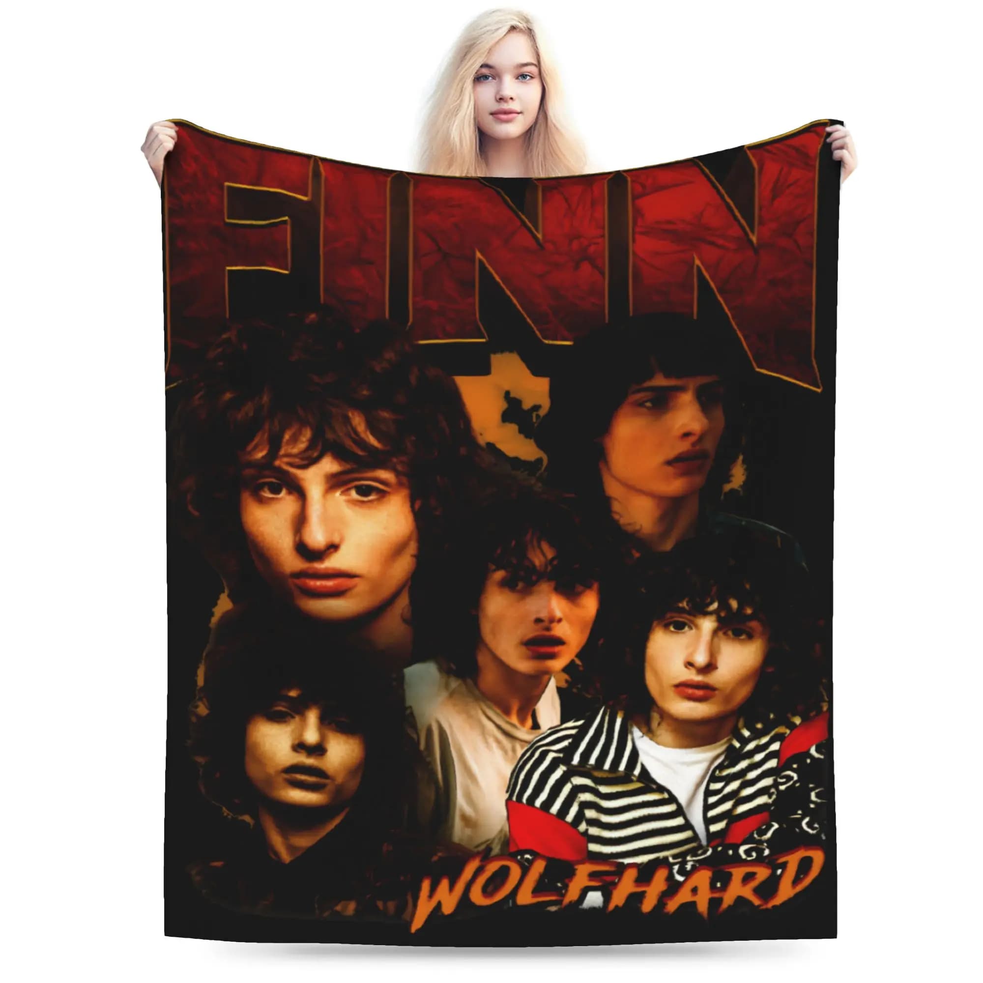 Finn Wolfhard Morbide coperte calde Cantante Ragazzo Ragazza Peluche Coperta da tiro Stampa Copriletto in flanella per esterni Copridivano