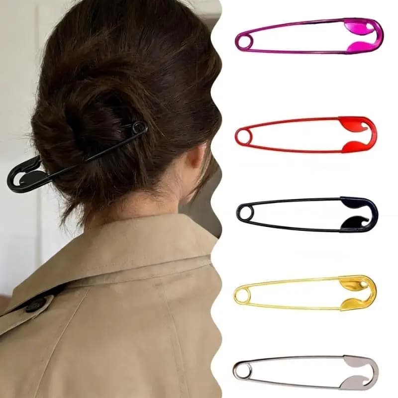 Fermaglio per capelli creativo a spilla di sicurezza, fermagli grandi in metallo a forma di spilla di sicurezza, barrette per capelli da donna e ragazza, accessori moda per capelli, copricapo