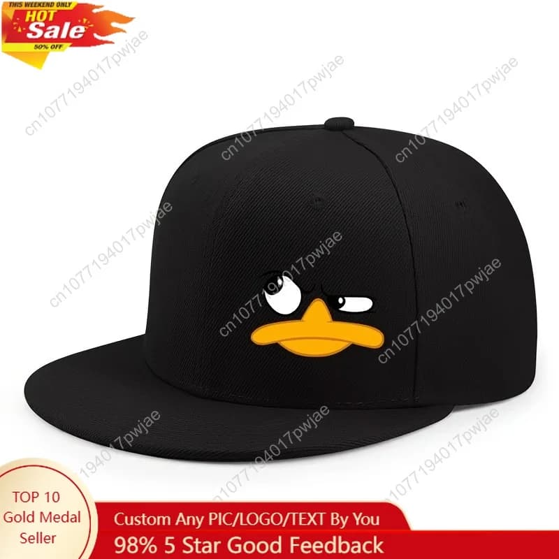 [Adjustable Gorra] Black adjustable baseball cap with duck face design | Urban casual acrylic hat breathable for outdoor sports