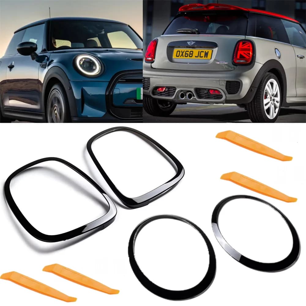 Anello di rivestimento della luce posteriore della lunetta del faro cromato per Mini Cooper F55 F56 F57 con strumento di installazione