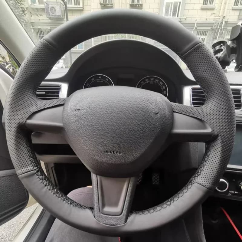 Coprivolante in ecopelle traspirante per Skoda Yeti 2014 2015 Rapid 2015 Napa intrecciata per volante Skoda