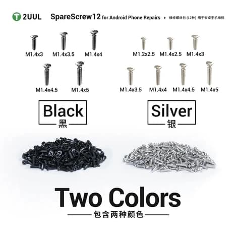 Set di viti 2UUL SC12 da 1200 pezzi/scatola per riparazione cellulari, kit di ricambio con 12 tipi di viti Phillips