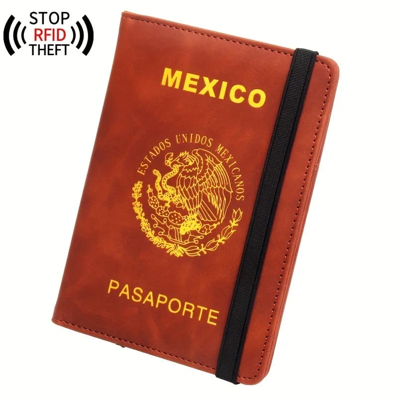Porta Passaporto Messicano con Blocco RFID in Pelle PU, Porta Carte e Accessori da Viaggio per Uomo e Donna