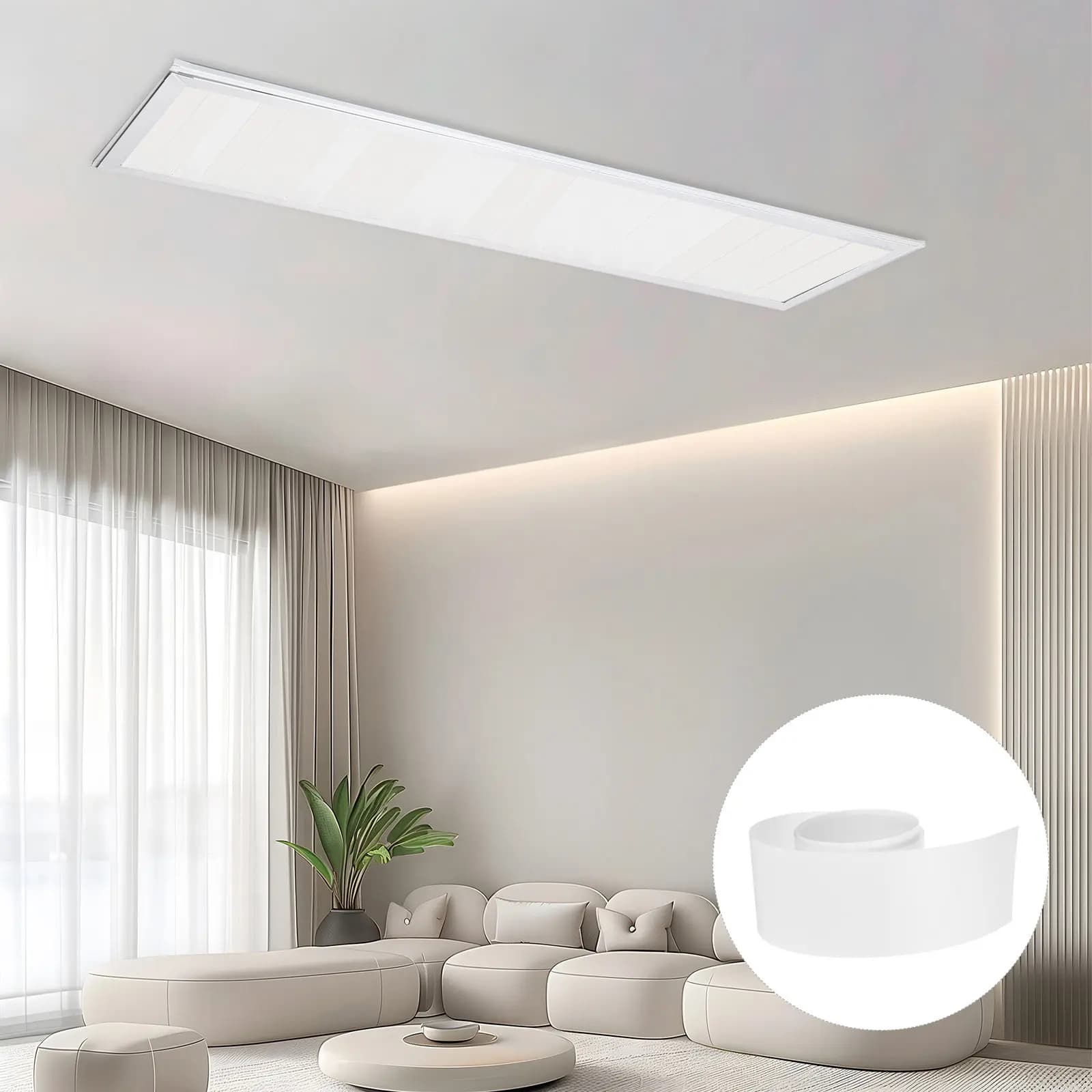 Office Ceiling Light Diffuser Strip Soft Anti-Glare Fireproof Heat Resistant PVC Lamp Shade for Conference Room Workspace Eye
