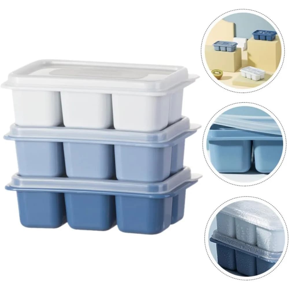 Set di 3 Stampi Riutilizzabili in Silicone per Cubetti di Ghiaccio, per Frigorifero Domestico, Whisky e Cocktail, Senza BPA, Vassoio per Cubetti Grandi per Cucina e Bar