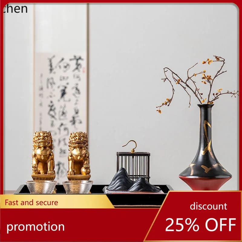 CZ Lion Rockery Tray Set Decoration Coffee Table Model Room Tea Table Calligraphy Soft Decoration Matching