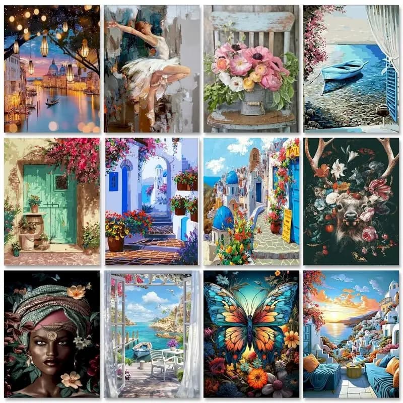 1pc frameless DIY Painting By Numbers Landscape pictures by numbers 40*50 Acrylic Paint For Home Decoration Unique Gift