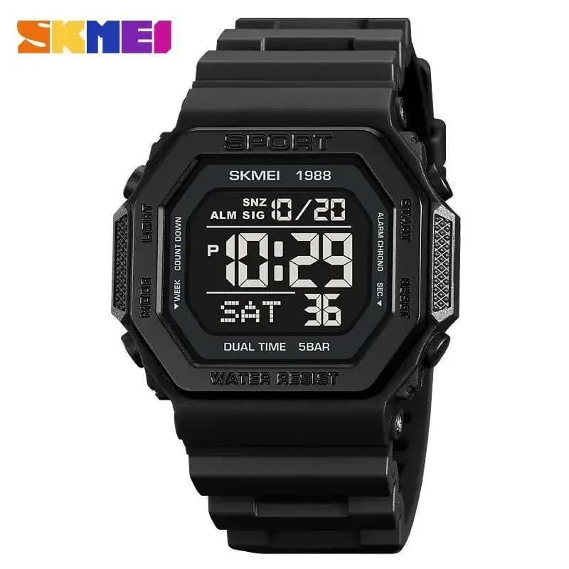 Skmei 1988 Orologio militare da uomo con conto alla rovescia Orologio timer 5Bar Sveglia impermeabile Orologio da polso sportivo digitale retroilluminato 2056 2100