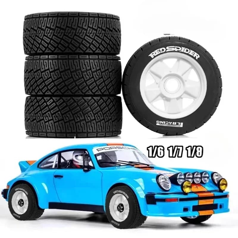 Racing Tires 100X40mm Adapter 17mm/12mm/14mm 4PCS for 1/6 KM 1/7 1/8 MJX W247 RC Model Rally Car Accessories