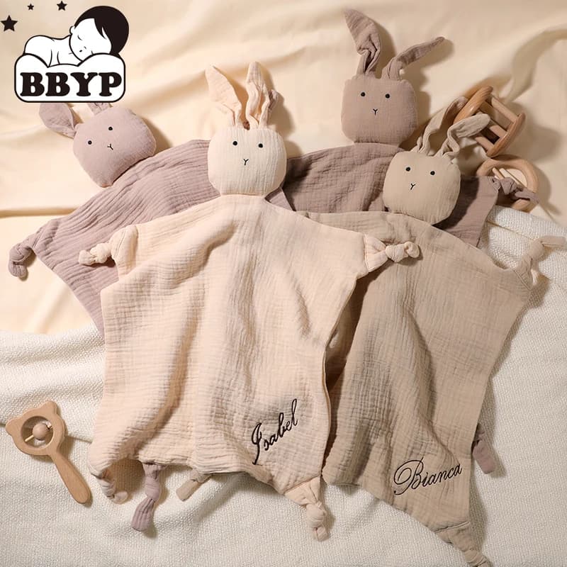 Coperta in mussola di cotone per neonati, con simpatico gatto, per bambini, per dormire, asciugamano per bambini, sciarpa con coniglietto
