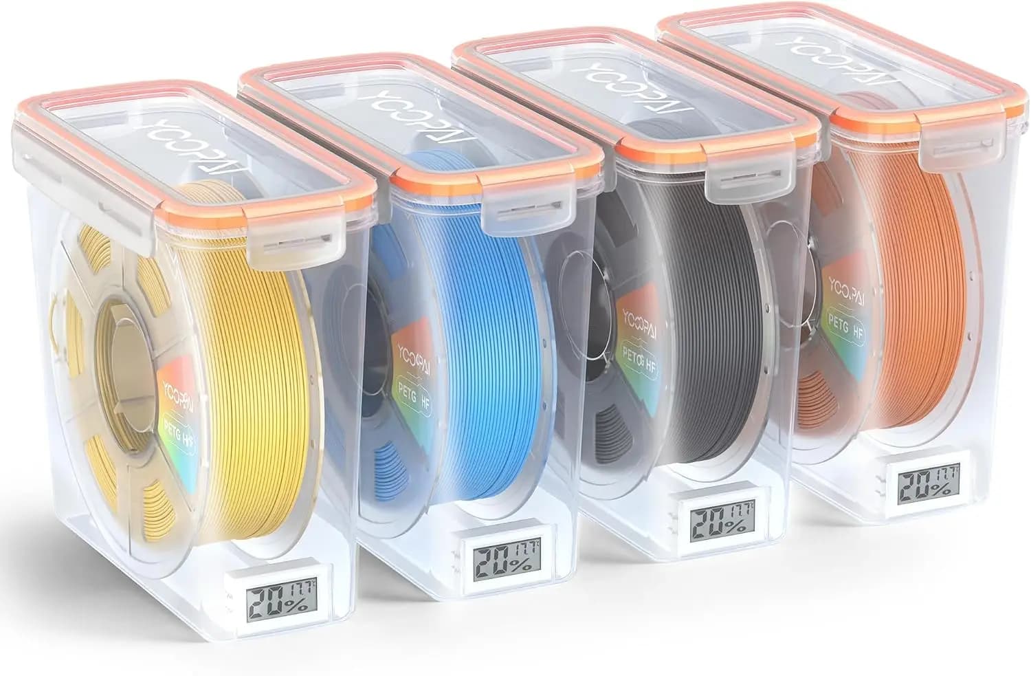 Filament Storage Box with Temp & Humidity Monitor, Airtight Container with Desiccant for 1KG 1.75mm PLA ABS PETG TPU, Single Spool