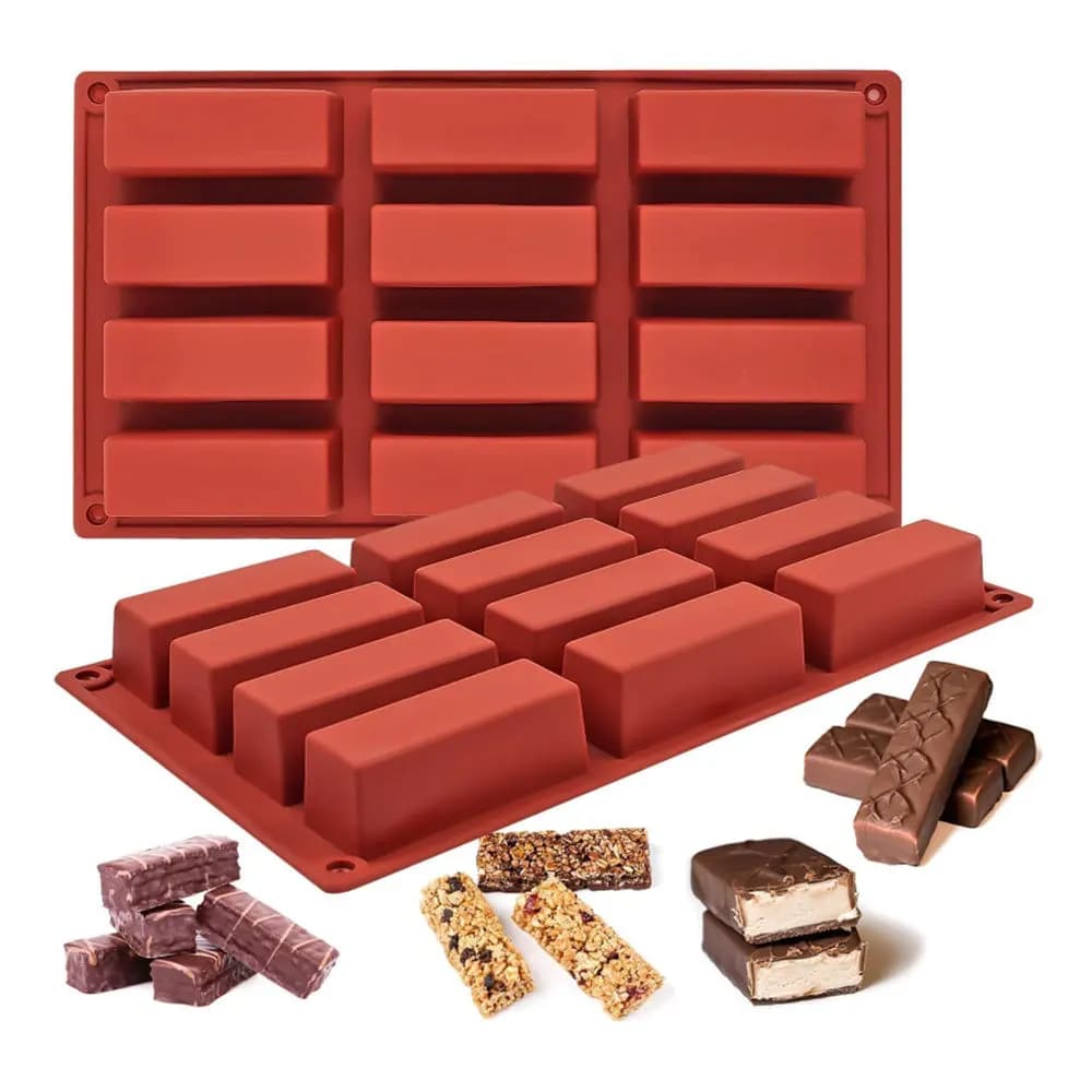 Stampi rettangolari per caramelle in silicone per la cottura di barrette energetiche Stampo per barrette di cioccolato Barrette proteiche Stampo per burro budino di pane di mais