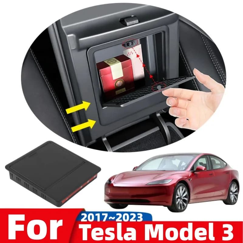 Per Tesla Modello 3 2017 2018 2019 2020 2021 2022 2023 Car Center Console Riordino Vassoio Bracciolo Caso Scatola di Immagazzinaggio Nascosta Accessori