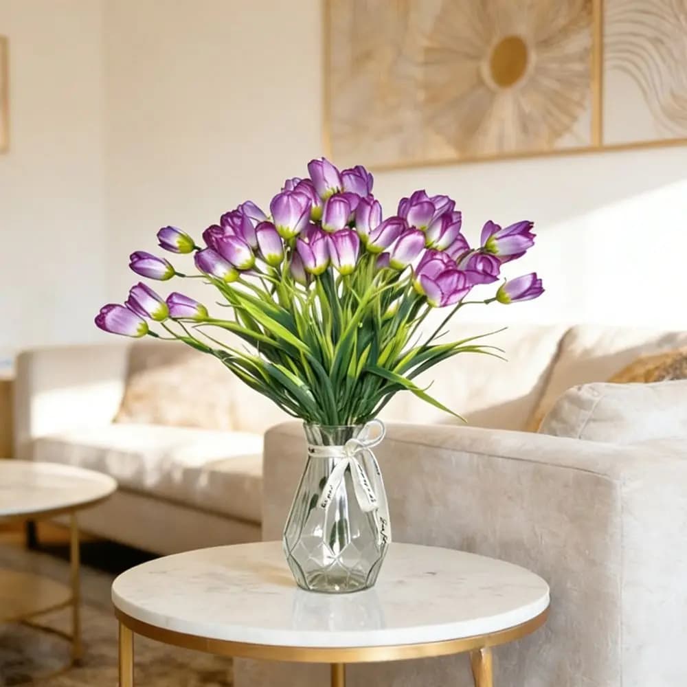 Fake Plants Artificial Flower Rose Tulips Realistic Soft Realistic Flowers DIY Floral Tulips Artificial Flowers
