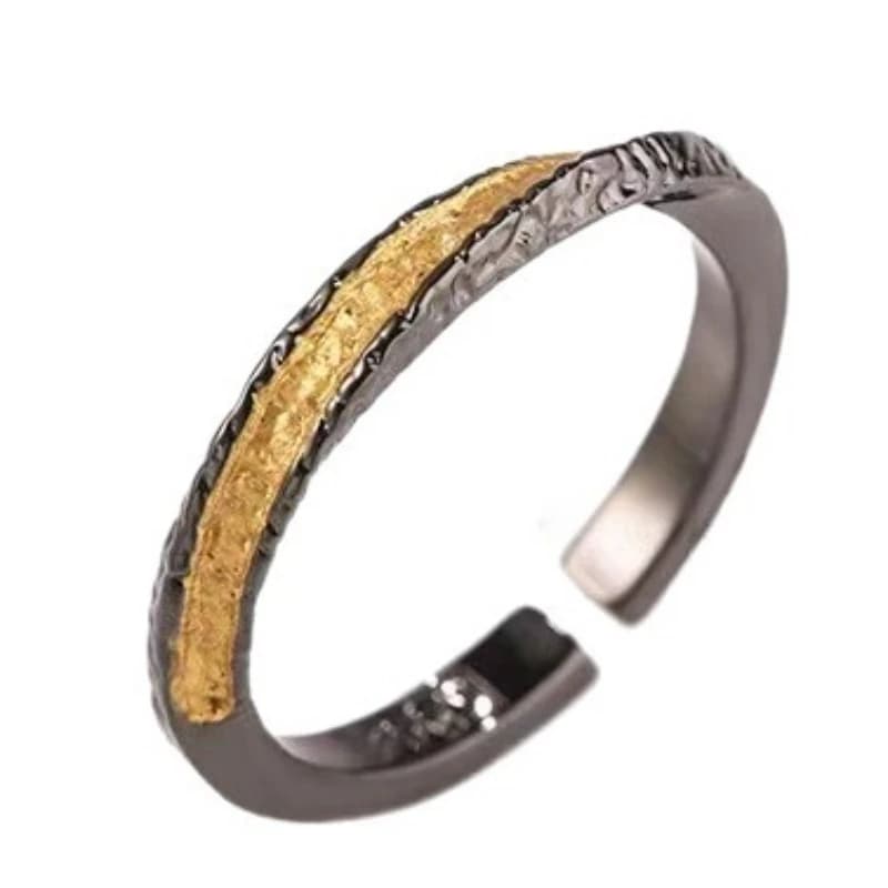 Anello per coppia in oro nero in stile minimalista di lusso leggero, anelli di temperamento moderno per fantascienza originali