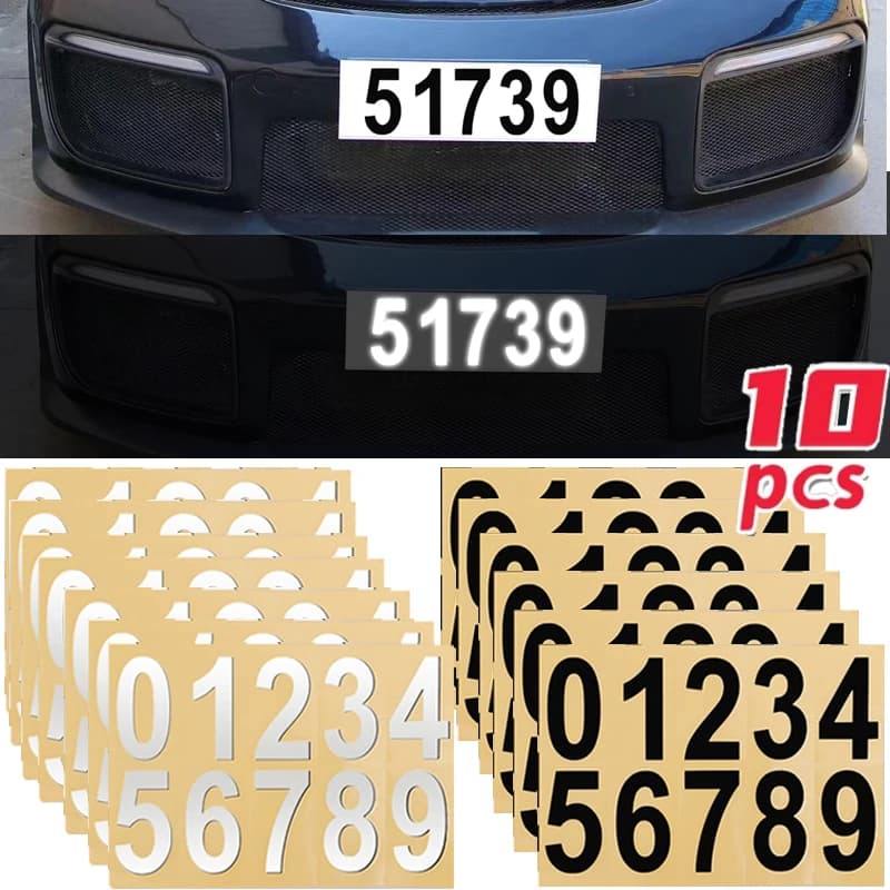 Stickers for labels with reflective number of car plate stickers for waterproof invisible car numbers 0-9 reflective mailbox stickers in vinyl
