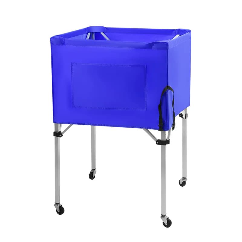 Carrello Pieghevole Portatile in Acciaio Inossidabile per Calcio, Basket, Pallavolo, Grande Capacità di Stoccaggio, Blu, Argento, Nero