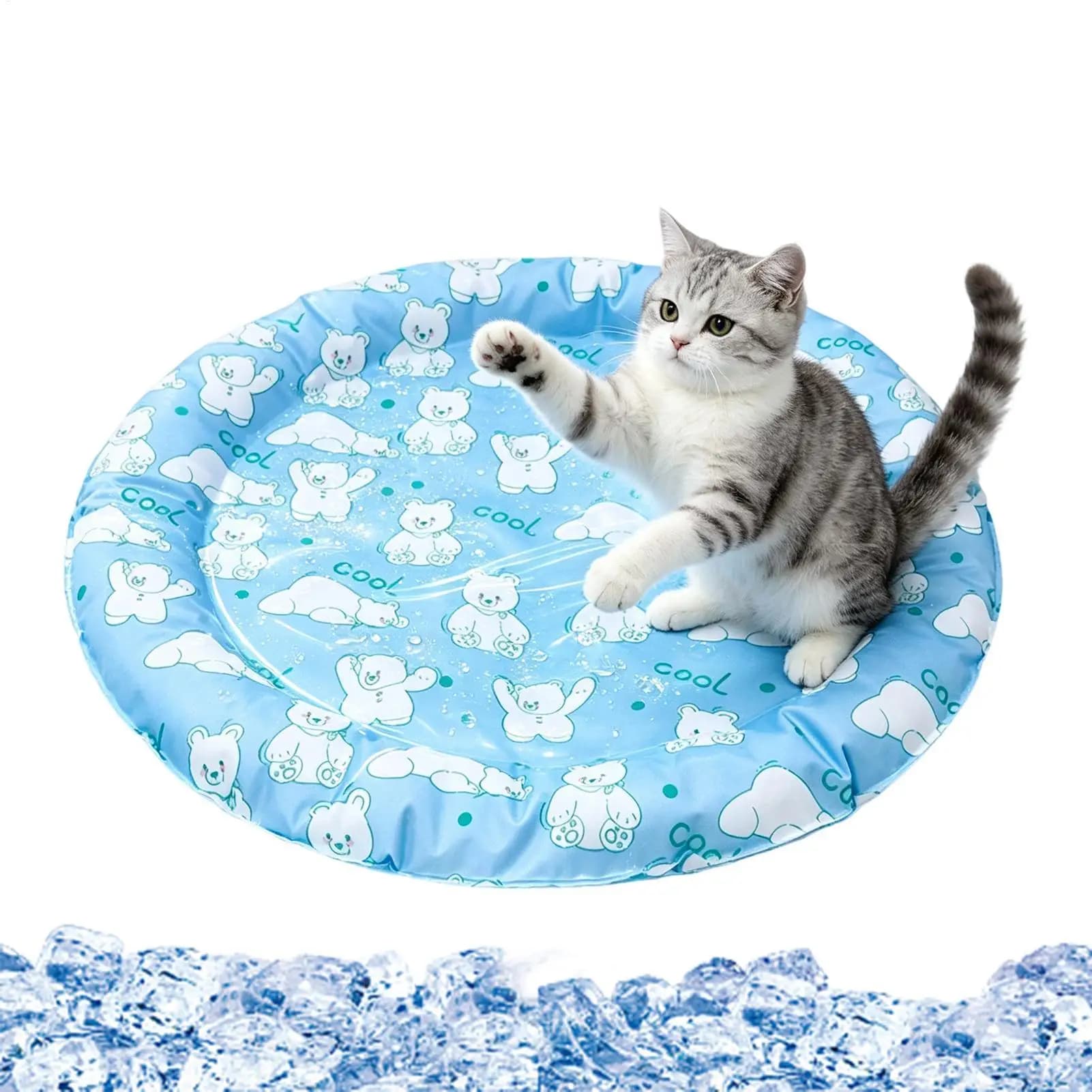 Dog Cooling Mat Indoor Non-Slip Portable Long-Lasting Breathable Bear Pattern Dog Cooling Mat Outdoor For Hot Weather Summer