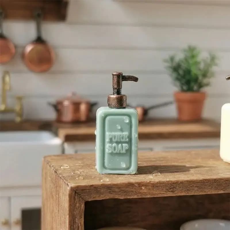 Mini Soap Dispenser Split Bottle Set 4Pcs Dollhouse Bathroom Ornament For Pretend Play Decor